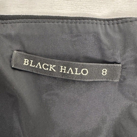 Black Halo Claire Off the Shoulder Sheath Dress Women Size 8 Knee Length Lined - Picture 9 of 16